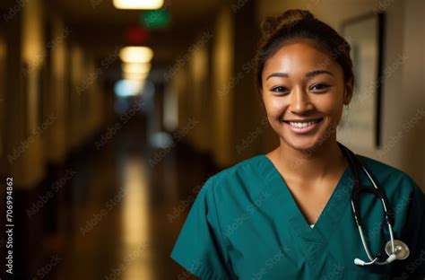 Asian Female Doctor Nurse Medical Worker Smiling Against The Backdrop