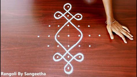 Easy Rangoli Designs Daily Rangoli Designs 7x1 Dots Kolam 7 Pulli Kolam 7 Dots Rangoli