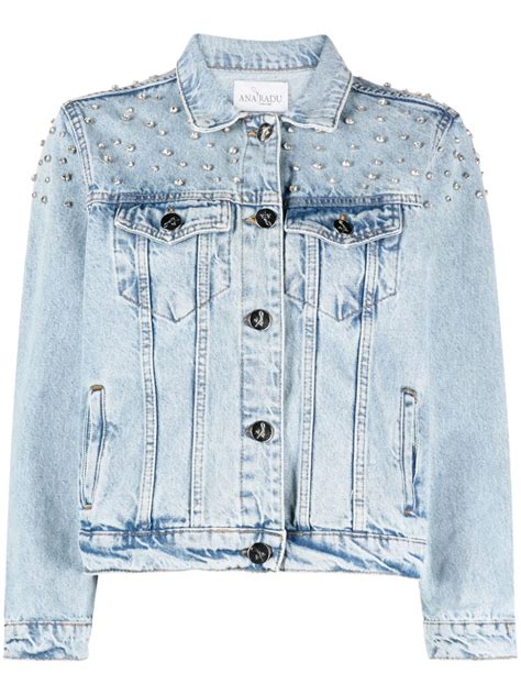 Ana Radu Crystal Embellished Denim Jacket Blue