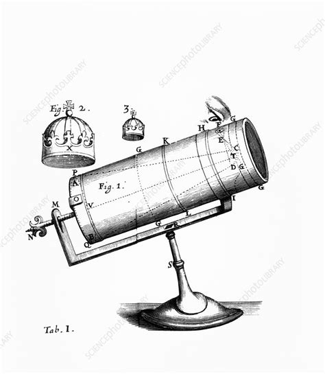 Isaac Newton's design for a reflecting telescope - Stock Image - R102 ...