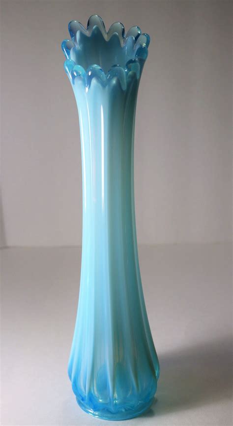 Cobalt Blue Vintage Swung Glass Vase Stretch Pulled Glass Home Décor