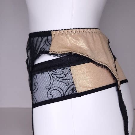 Golden Twilight Fantasy Black Sissy Garter Belt Golden Smooth Sissy Lingerie For Men
