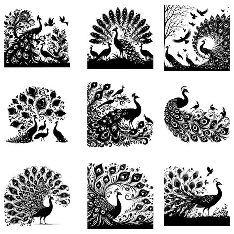 Premium Vector Peacock Birds Silhouette Vector Download