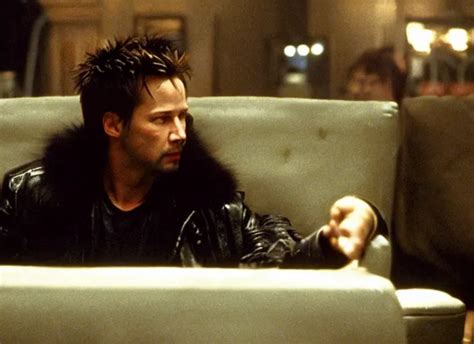 KREA Film Still Of Keanu Reeves As Tyler Durden Wearing Big Fur Coat