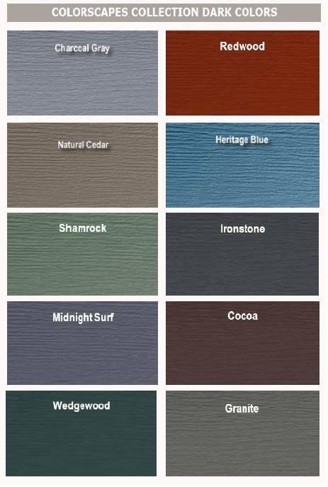 Vinyl Siding Color Chart Mastic Color Chart Siding Colors