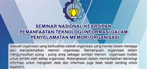 Beli Tiket Seminar Nasional Kearsipan Pemanfaatan Teknologi Informasi