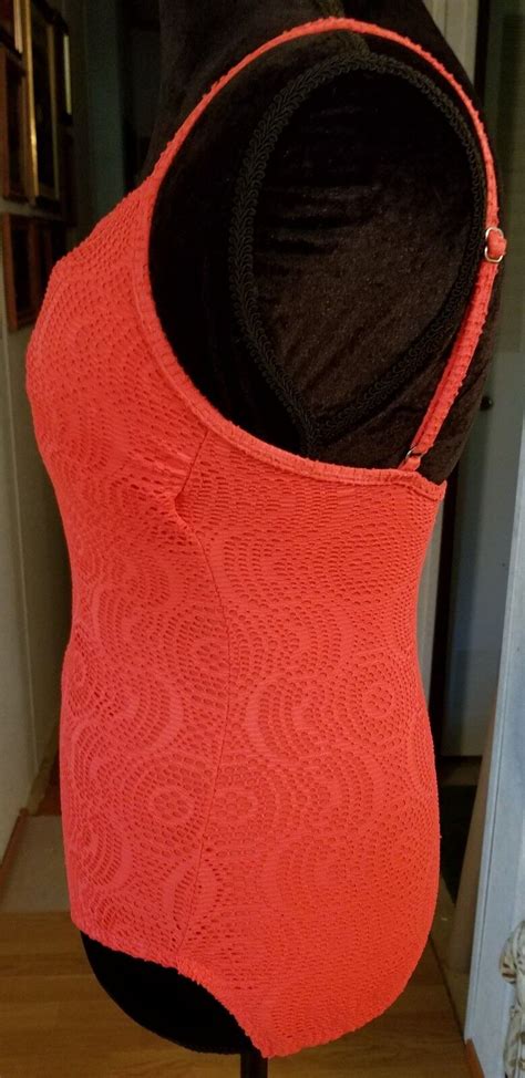 Catalina Sz 4 6 Coral Burn Crochet Mesh Overlay One P… Gem