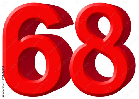 Numeral 68, sixty eight, isolated on white background, 3d render Stock ...