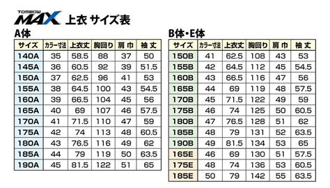 サイズ表と測り方 Syoten