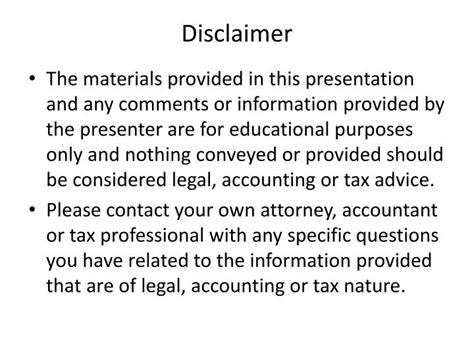 PPT - Disclaimer PowerPoint Presentation, free download - ID:1628248