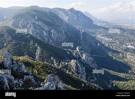 The Kyrenia Mountain Range From St Hilarion Castle Near Girne Kyrenia