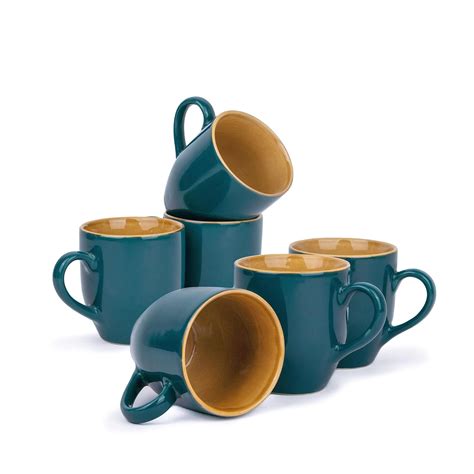 Shay Ceramic Coffee Mug Set Set Of Ml Teal Green Medium Mug