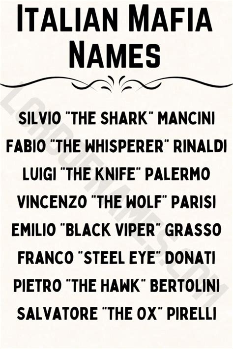 1236 Best Mafia Names [Mafia Name Generator] - Lord Of Names