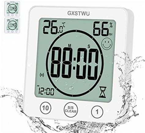 Gxstwu Digital Bathroom Clock Shower Timer With Alarm Waterproof