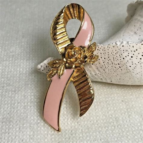 Avon Jewelry Vintage Avon Breast Cancer Awareness Pink Enamel Gold