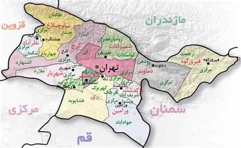 نقشه استان تهران سامانه پیامک برتر