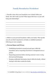 Family Boundaries Worksheet