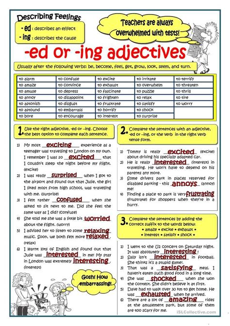 ADJECTIVES ENDING IN ED OR ING Worksheet Free ESL Printable