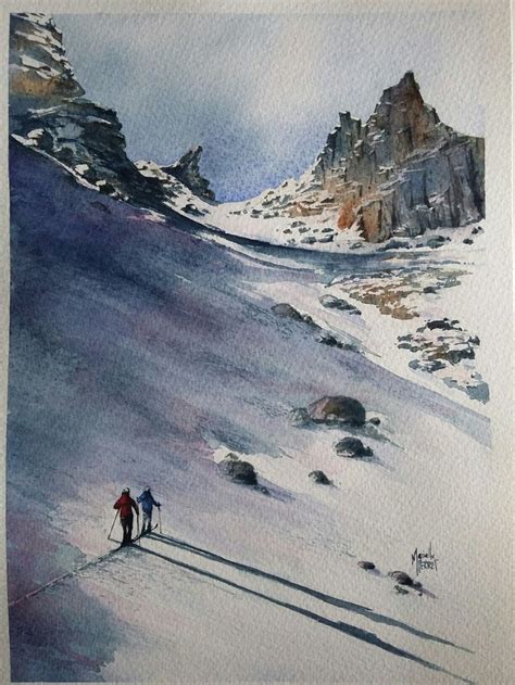 Épinglé par mamitine sur aquarelle en 2023 Paysage de neige en