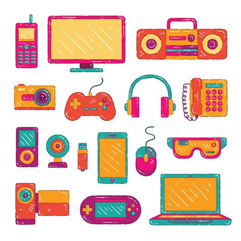 Premium Vector Colorful Electronic Gadget Collection