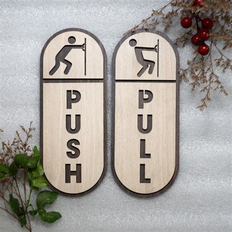 Musthome Push Pull Stickers For Glass Door Self Adhesive Wooden Push And Pull Signage