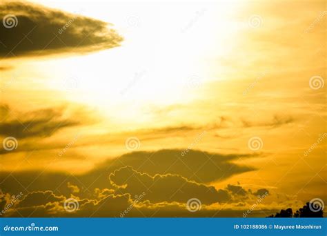 Glow gold sky at sunset stock photo. Image of heaven - 102188086