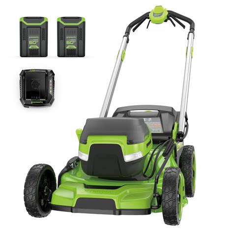 Greenworks 60v 21” Self Propelled Lawn Mower With 2 5 0 Ah Batteries And Rapid Charger 2546202