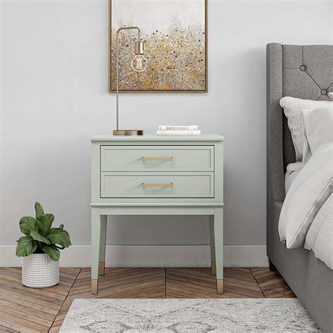 mint green tall bedside table with gold accents for farmhouse cottage ...