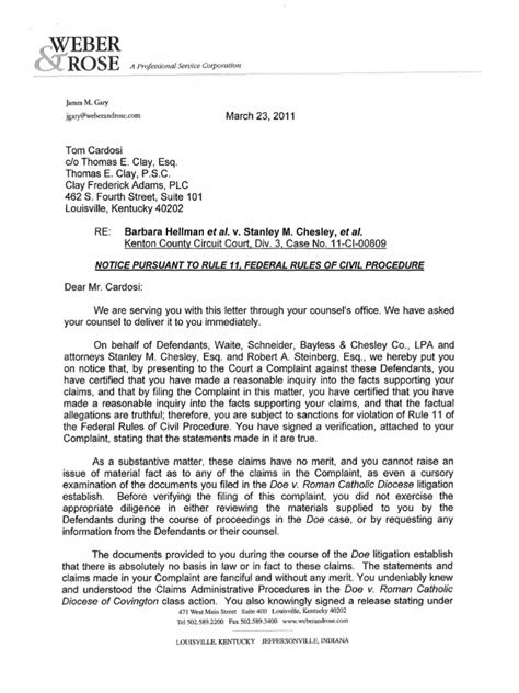 Warning Letters From Stan Chesleys Attorney To Plaintiffs In Covington