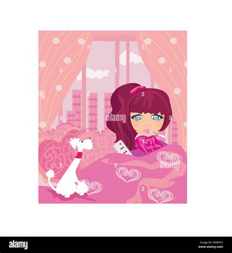 Sick Girl Lying In Bed Stock Vector Image And Art Alamy