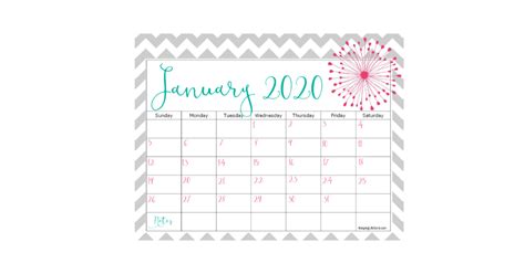 Cute Free 2020 Printable Calendar Keeping Life Sane