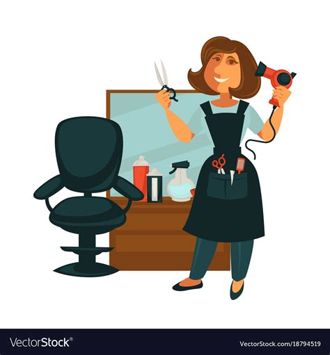 Hairdresser woman in hair beauty salon with Vector Image