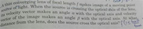 Answered Cos A Thin Converging Lens Of Focal Length F Makes Image Of