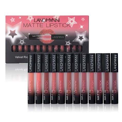 Langmanni Matte Lipgloss Kits Liquid Lipstick Set Waterproof Long Lasting Nude Lip Gloss Beauty