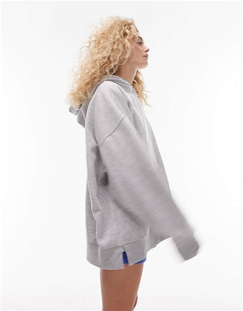 Topshop Premium Oversized Hoodie In Gray Heather Asos