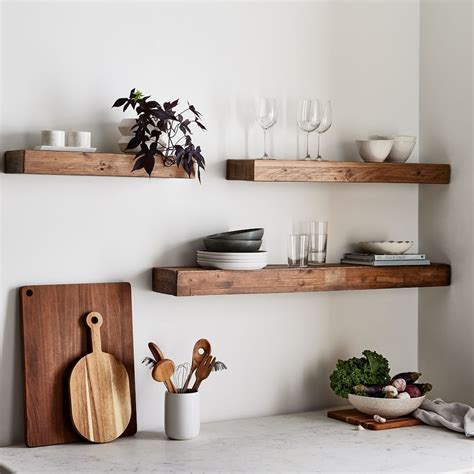 Reclaimed Solid Pine Floating Wall Shelves 24 48 West Elm