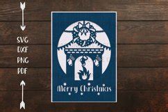 Merry Christmas Card Papercut Svg Laser Cut Cricut