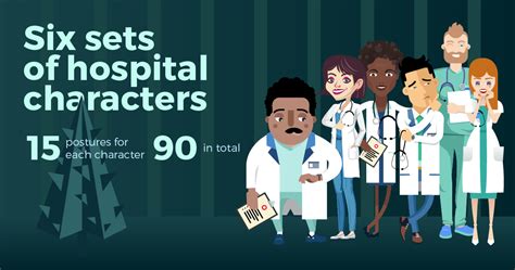 Full character set and Illustrator file - 6 hospital characters - FasterCourse