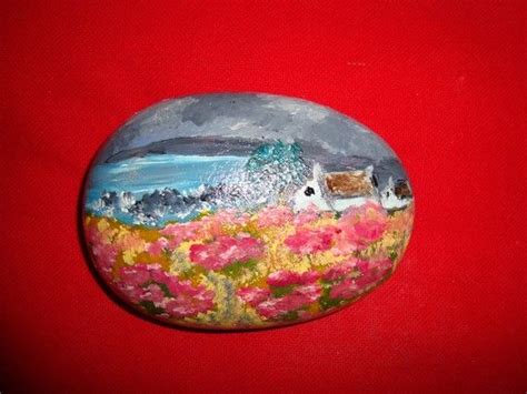 Paysage Galet Peint Peinture Miniature Sur Galet Galets Peints