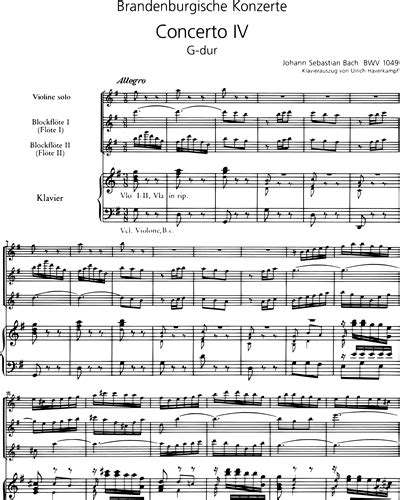 Brandenburg Concerto No In G Major Bwv Piano Reduction Sheet