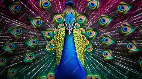 Premium Photo Majestic Peacock Displays Vibrant Colors In Close Up Nature