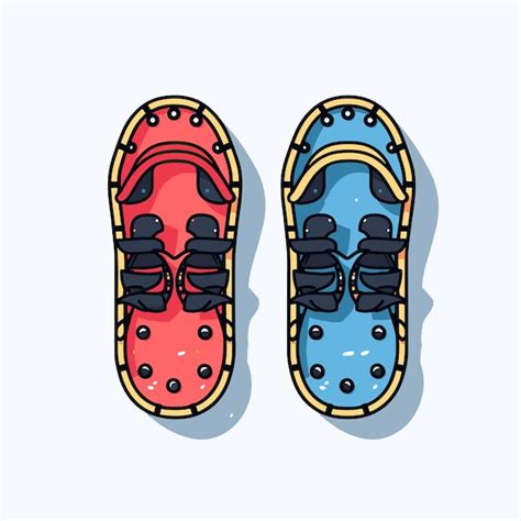 Premium Vector A Pair Of Red And Blue Shoes With A Yellow And Red Sole