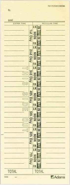 Adams Time Cards Weekly 1 Sided Numbered Days 3 3203 X 229 Cm