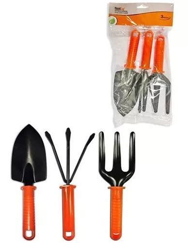 Kit Para Jardim Pá Garfo E Ancinho Rastelo Cabo Laranja