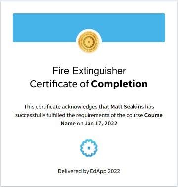 Free Fire Extinguisher certificate template | EdApp