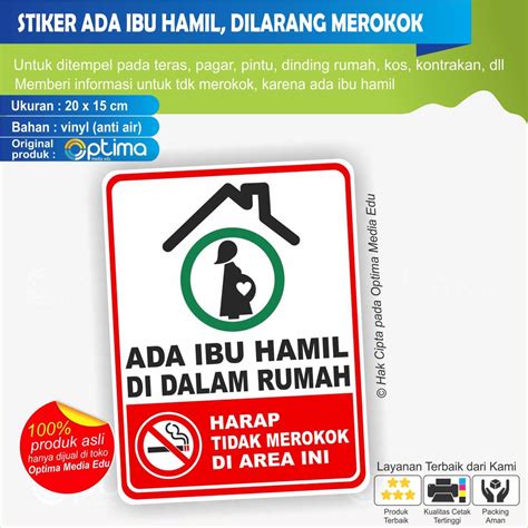 Jual STIKER ADA IBU HAMIL DI DALAM RUMAH DILARANG MEROKOK Shopee