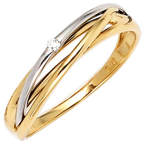 Sigo Damen Ring Gold Gelbgold Wei Gold Bicolor Diamant Brillant