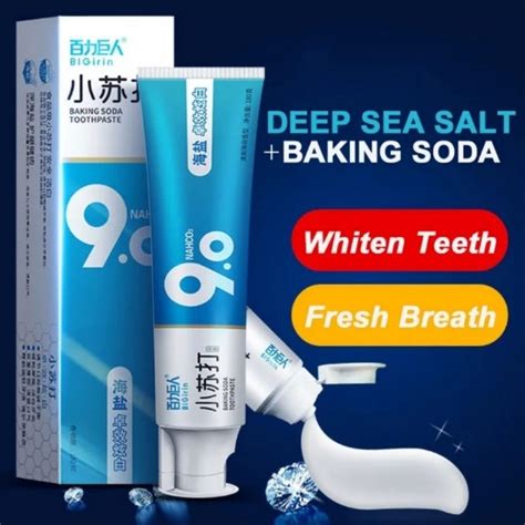 【free Shipping】【live Dapat Rm1】海盐小苏打牙膏 齿美白去黄去口臭 口腔护理 Sea Salt Baking Soda Toothpaste Whitening