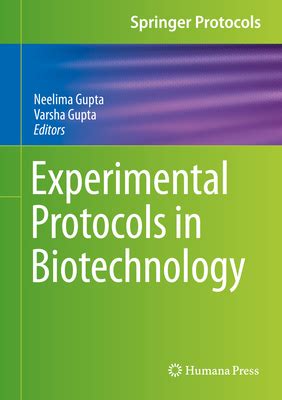 Experimental Protocols In Biotechnology Springer Protocols Handbooks