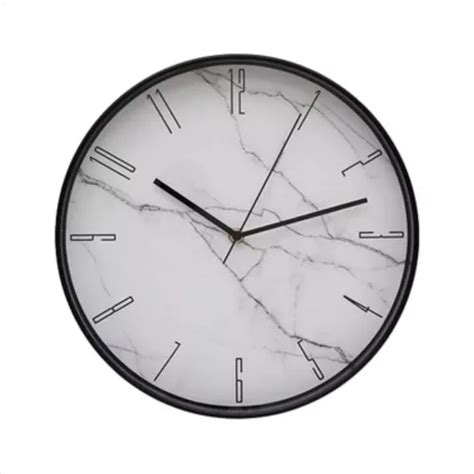 Reloj De Pared 30cm Diam Vidrio Plastico Silencioso Mármol Color De La